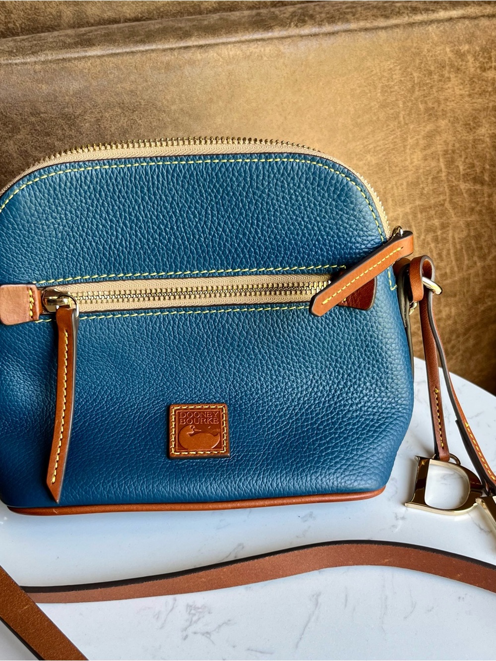 Dooney & Bourke NWOT Domed Crossbody Blue and Brown